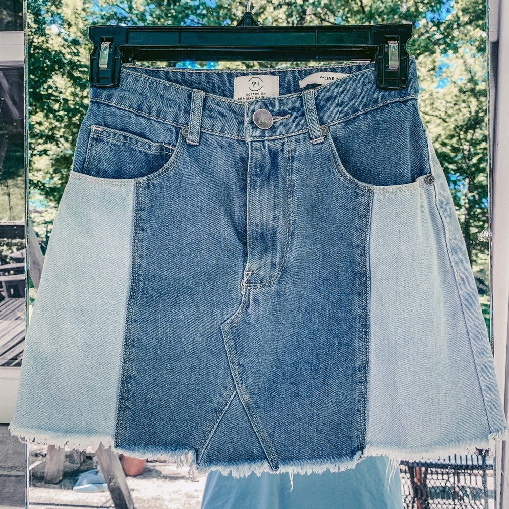 Two-tone Jean Skirt